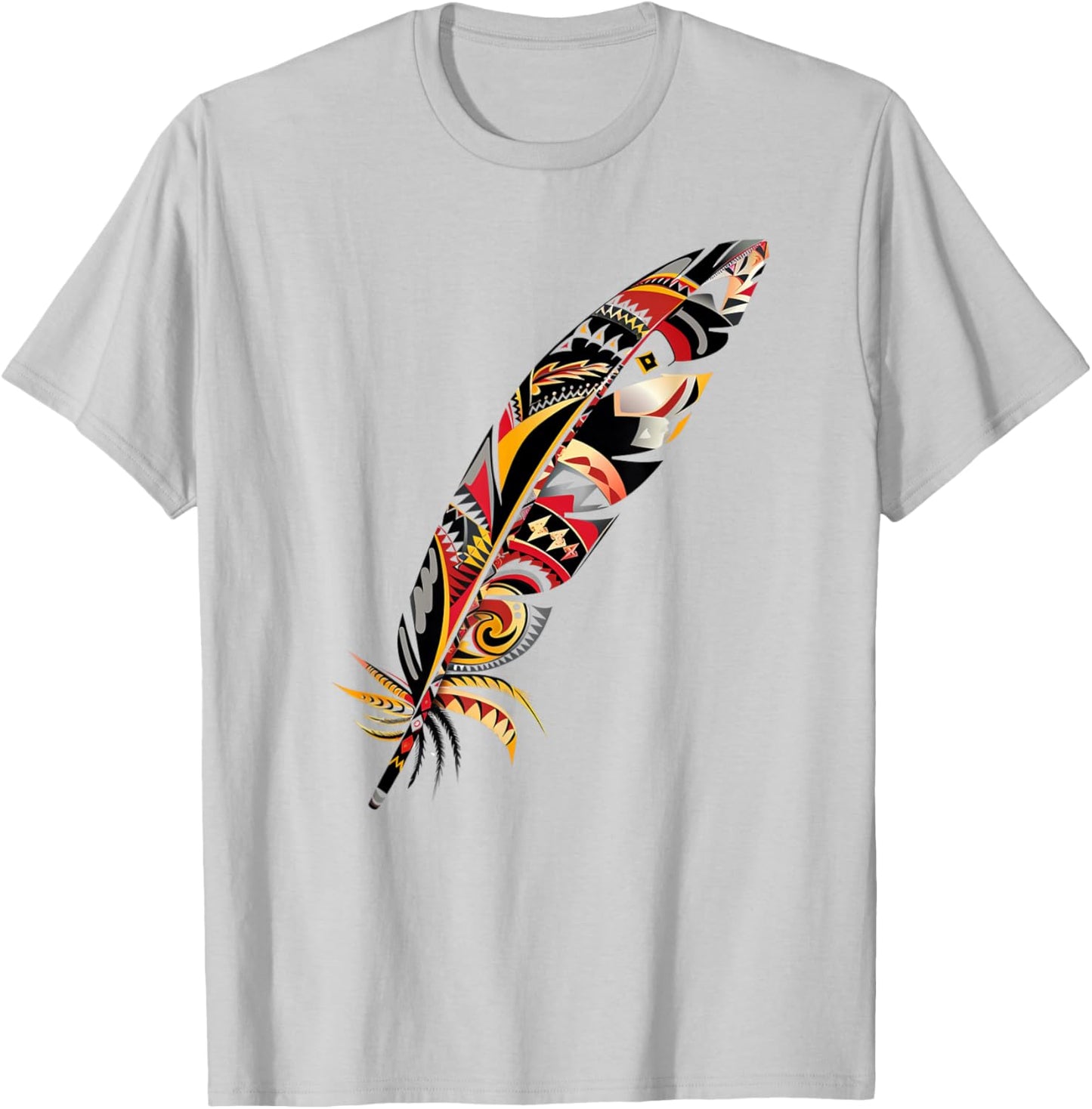 Feather Southwest Native American Indian Tribal Art Graphic T-Shirt - T-Shirt | Ash