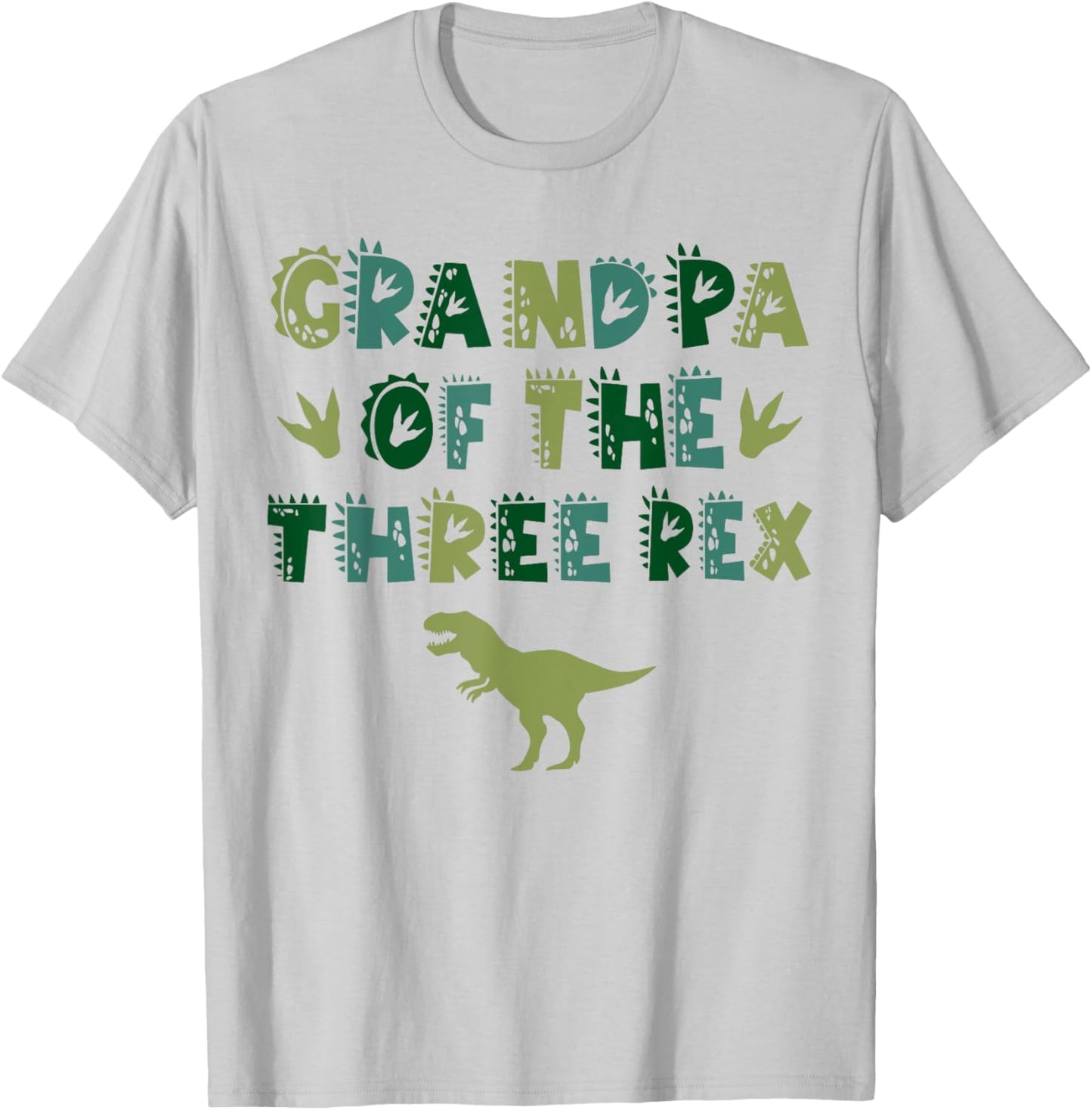 Grandpa Of The Three Rex Birthday Shirts Dinosaur Family T-Shirt - T-Shirt | Ash