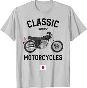 SR500 schwarz Speichen Classic Bike Motorradfahrer Motorrad T-Shirt - T-Shirt | Ash