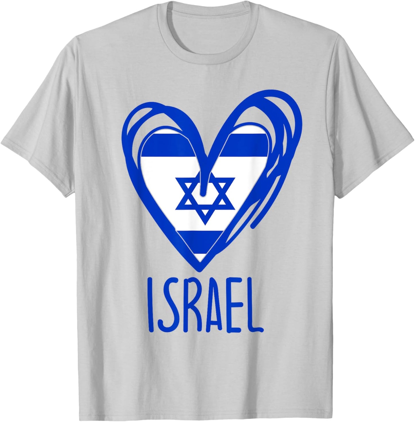 Patriotic Israel Pride Israeli Heart Flag T-Shirt - T-Shirt | Ash