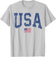 USA Women Men Kids Patriotic American Flag Distressed T-Shirt - T-Shirt | Ash