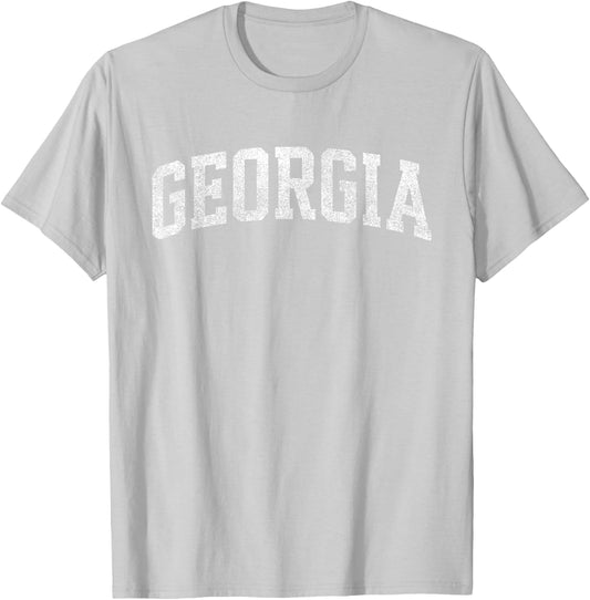 Georgia GA Vintage Athletic Sports Design Red Text T-Shirt - T-Shirt | Ash