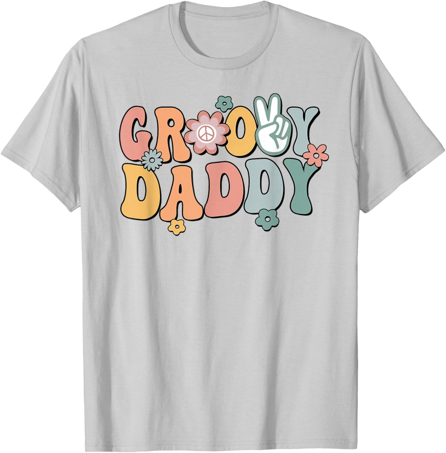 Groovy Daddy Retro Dad Matching Family 1st Birthday Party T-Shirt - T-Shirt | Ash