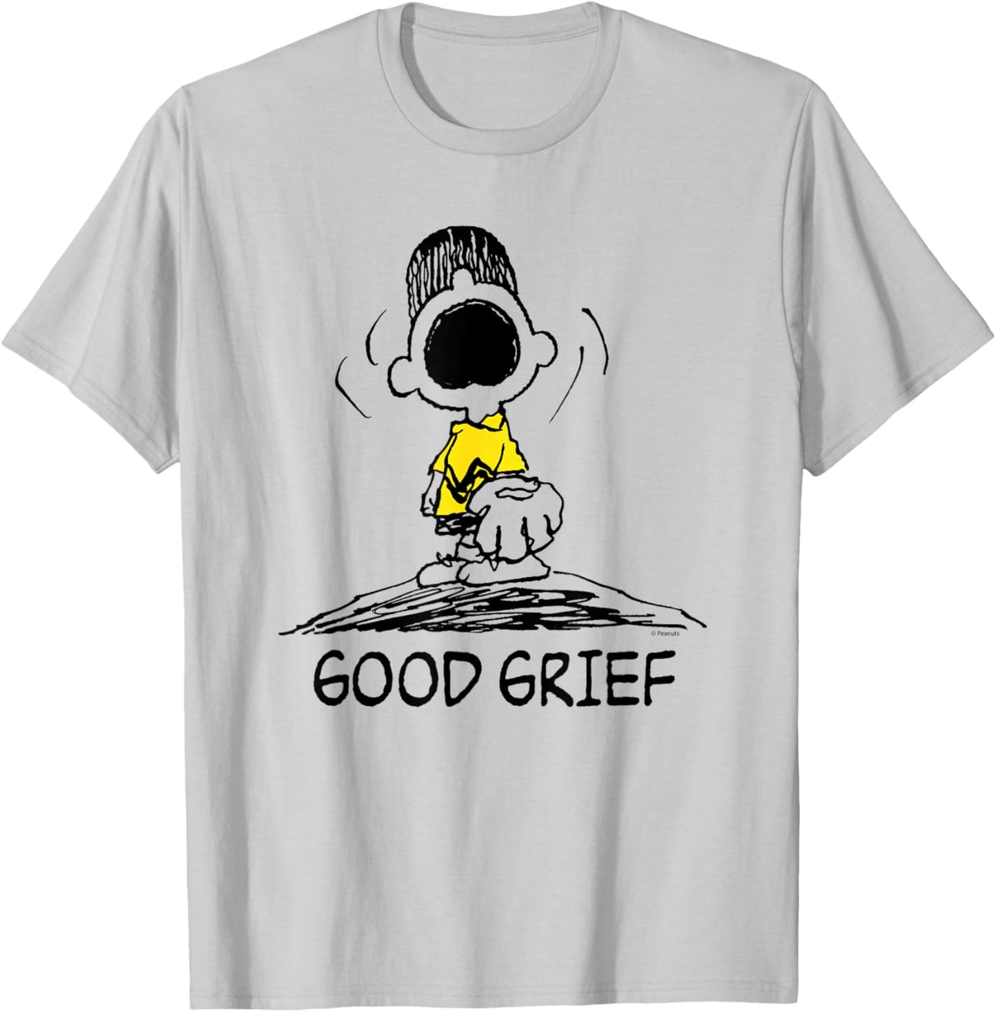 Peanuts - Charlie Brown Good Grief Baseball Mound T-Shirt - T-Shirt | Ash
