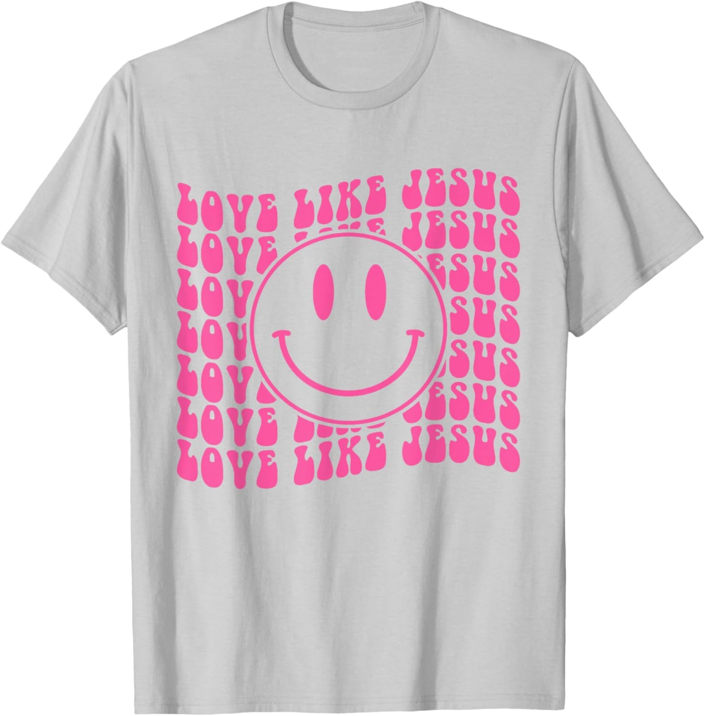 Retro Love Like Jesus Happy Face Aesthetic T-Shirt - T-Shirt | Ash