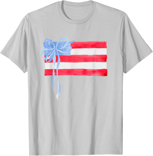 4th of July American Flag Aesthetic Women Men T-Shirt - T-Shirt | Ash