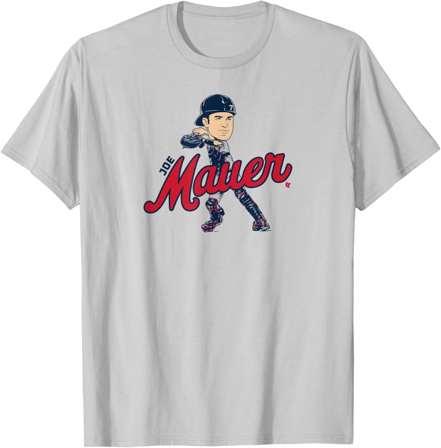 Joe Mauer - Caricature - Minnesota Baseball T-Shirt - T-Shirt | Ash