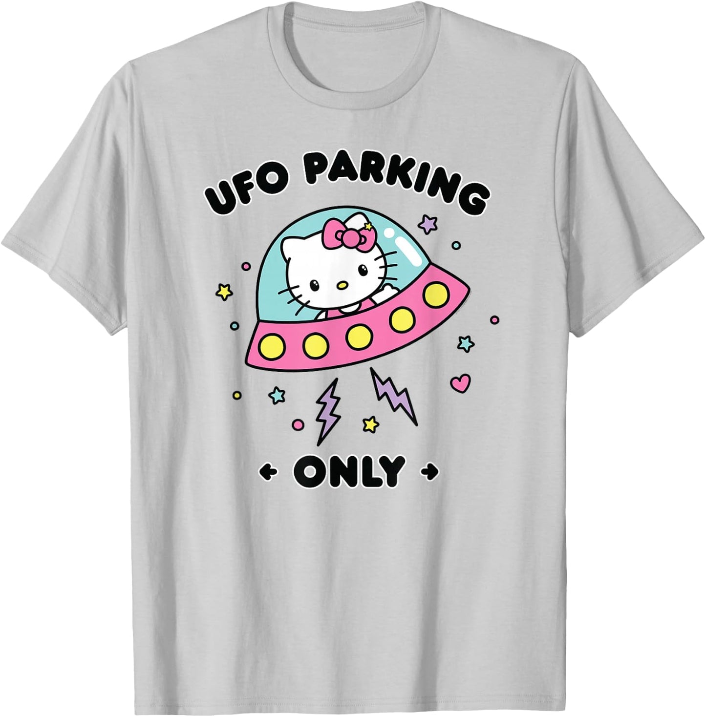Hello Kitty UFO Parking Only Area 51 Alien Spaceship T-Shirt - T-Shirt | Ash