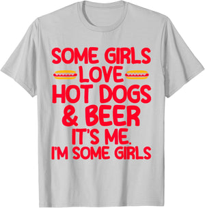 Hot Dog Adult Girls Love Hot Dogs & Beer T-Shirt - T-Shirt | Ash