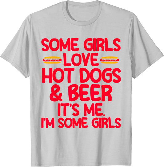 Hot Dog Adult Girls Love Hot Dogs & Beer T-Shirt - T-Shirt | Ash
