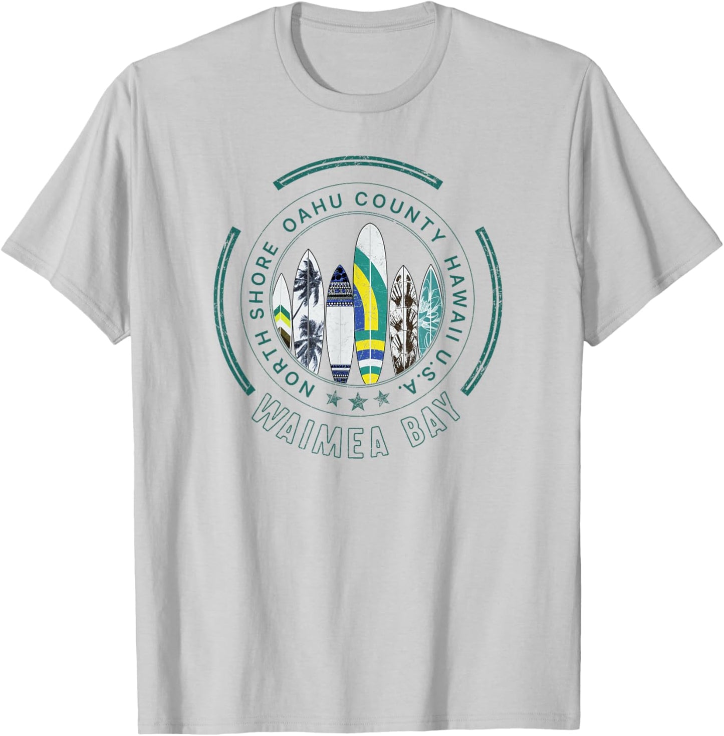 Hawaii Waimea Bay Hawaiian Surfing T-Shirt - T-Shirt | Ash