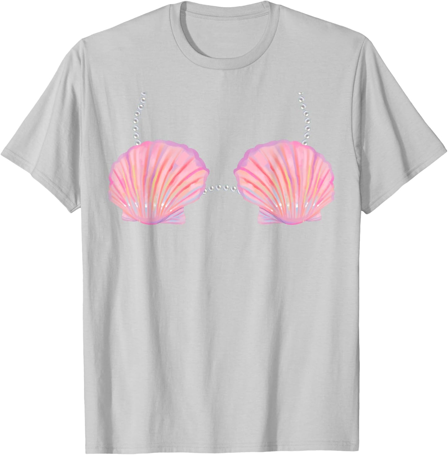 Mermaid Bra Lazy Halloween Costume T-Shirt - T-Shirt | Ash