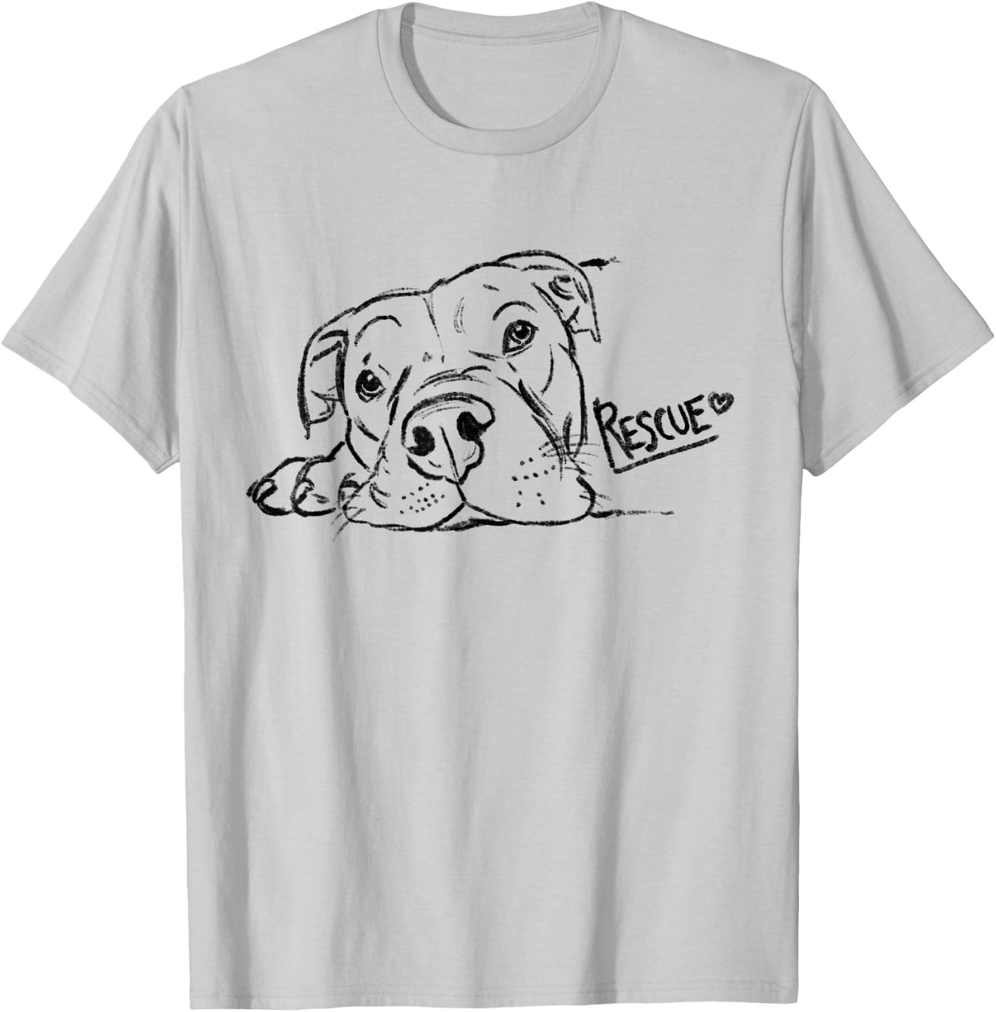 Rescue Dog Sketch, Pit Bull Drawing, Adopt Don't Shop T-Shirt - T-Shirt | Ash