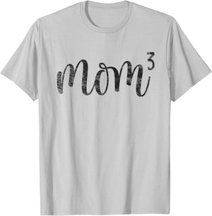 Mom3 Mom Cubed Mother of Three Mama of 3 Gifts Mothers Day T-Shirt - T-Shirt | Ash