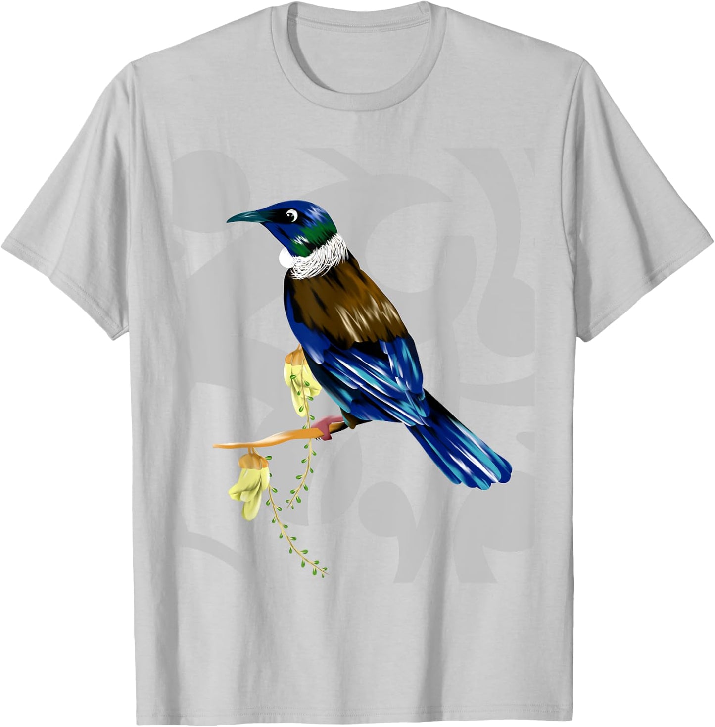 Tui New Zealand Bird Maori Koru Pattern. T-Shirt - T-Shirt | Ash