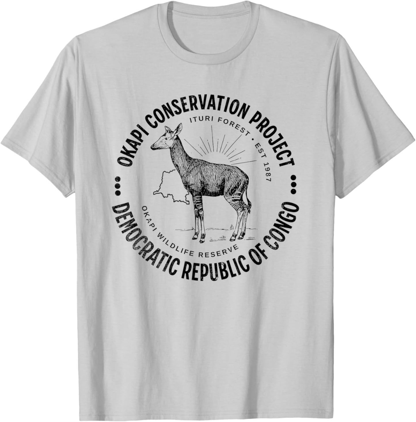 Okapi Conservation African Congo Wildlife Preservation Okapi T-Shirt - T-Shirt | Ash