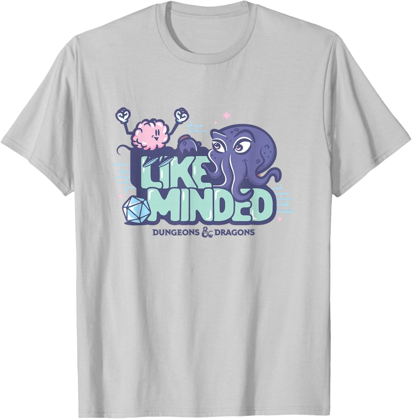 Dungeons & Dragons Like Minded Cute Brain & Mind Flayer T-Shirt - T-Shirt | Ash