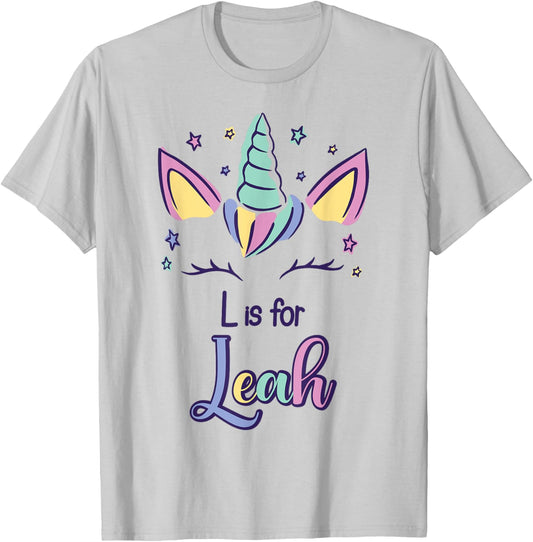 First Name Leah Personalized L Is For Leah T-Shirt - T-Shirt | Ash