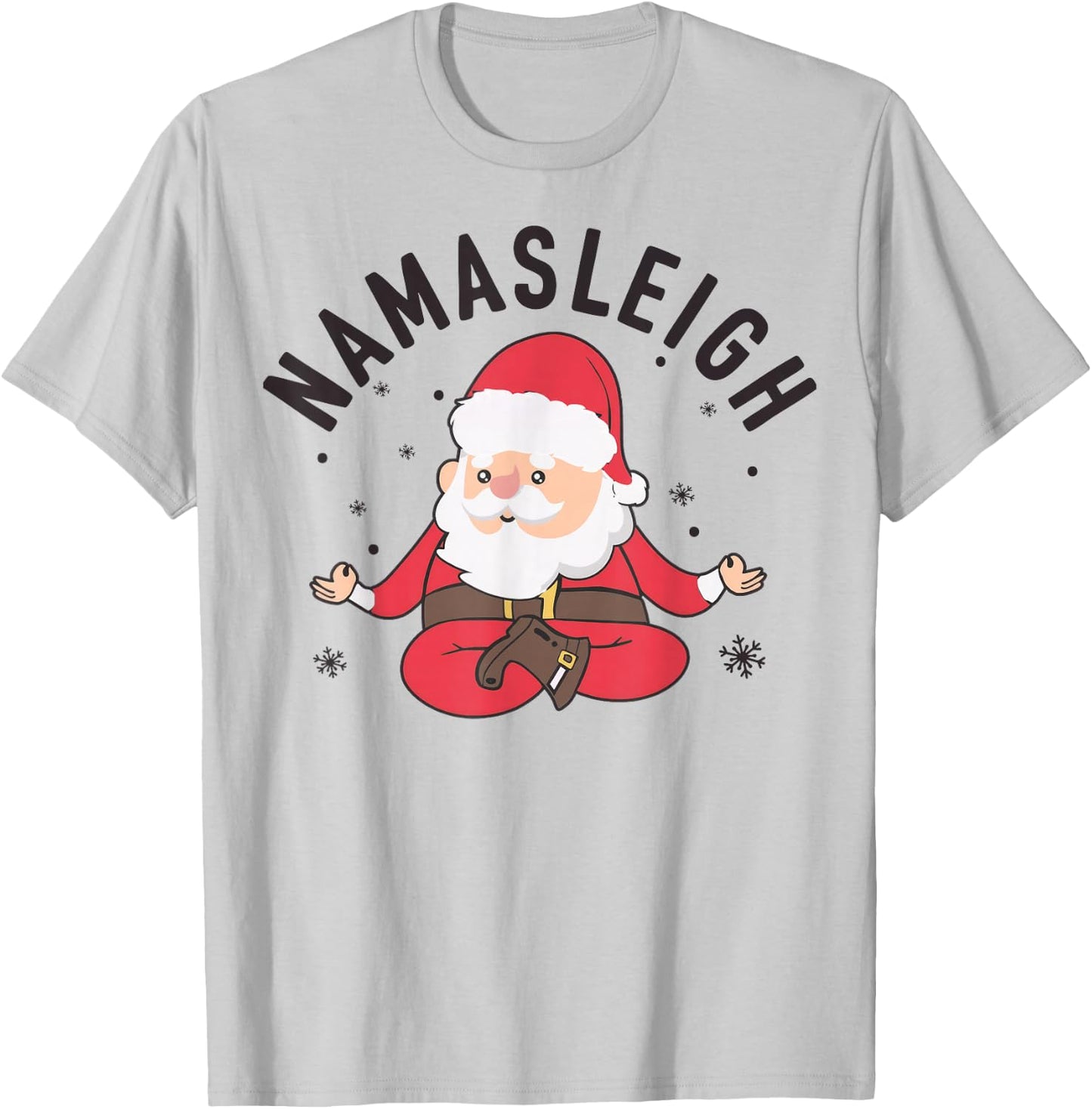 Santa Namasleigh Funny Santa Namaste Christmas Santa Yoga T-Shirt - T-Shirt | Ash