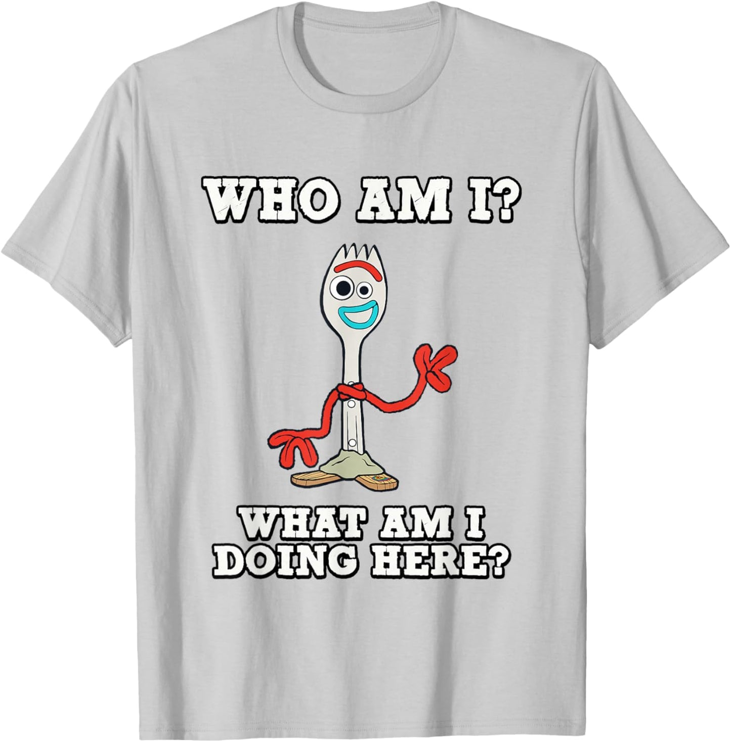 Disney Pixar Toy Story 4 Who Am I? Forky Portrait T-Shirt - T-Shirt | Ash