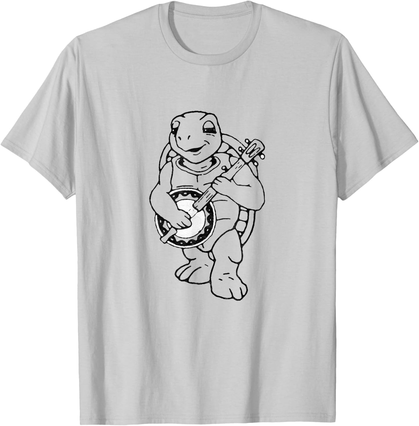 Giant Step Design Co. Banjo Turtle Vintage Funny Terrapin Bluegrass Graphic T-Shirt - T-Shirt | Ash
