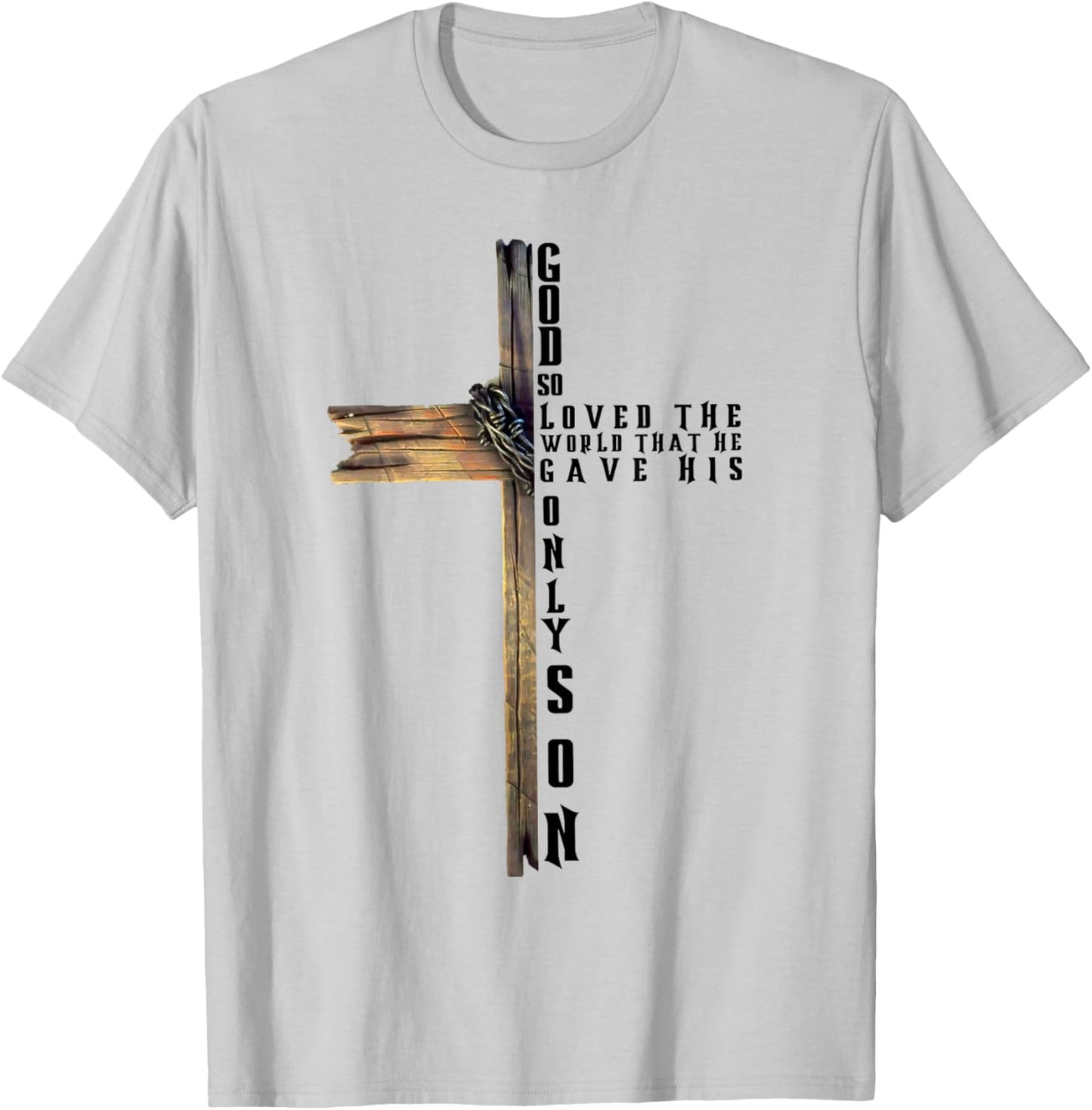 John 3:16 Christian Cross Bible T-Shirt - T-Shirt | Ash