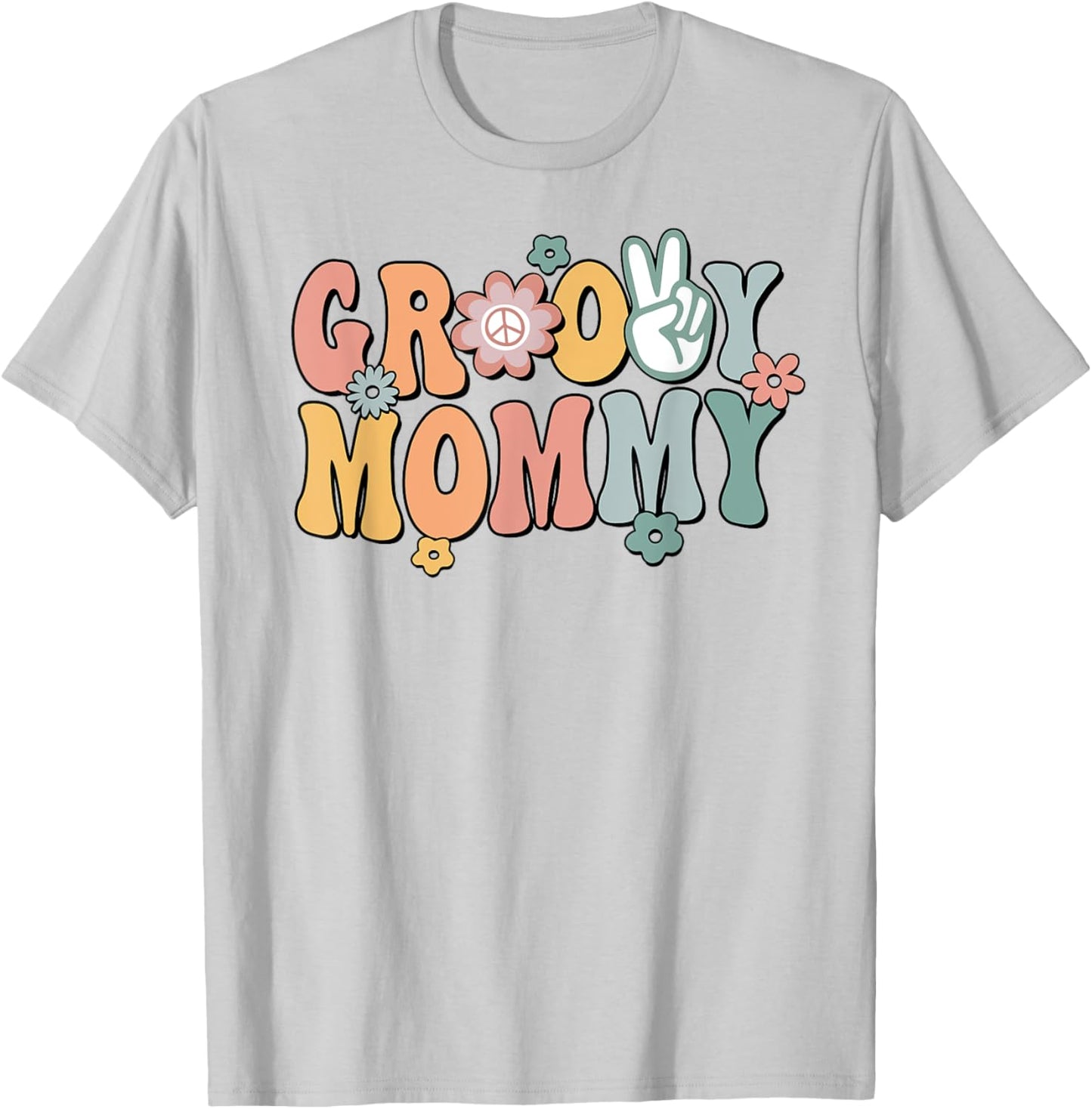 Groovy Mommy Retro Mom Matching Family 1st Birthday Party T-Shirt - T-Shirt | Ash