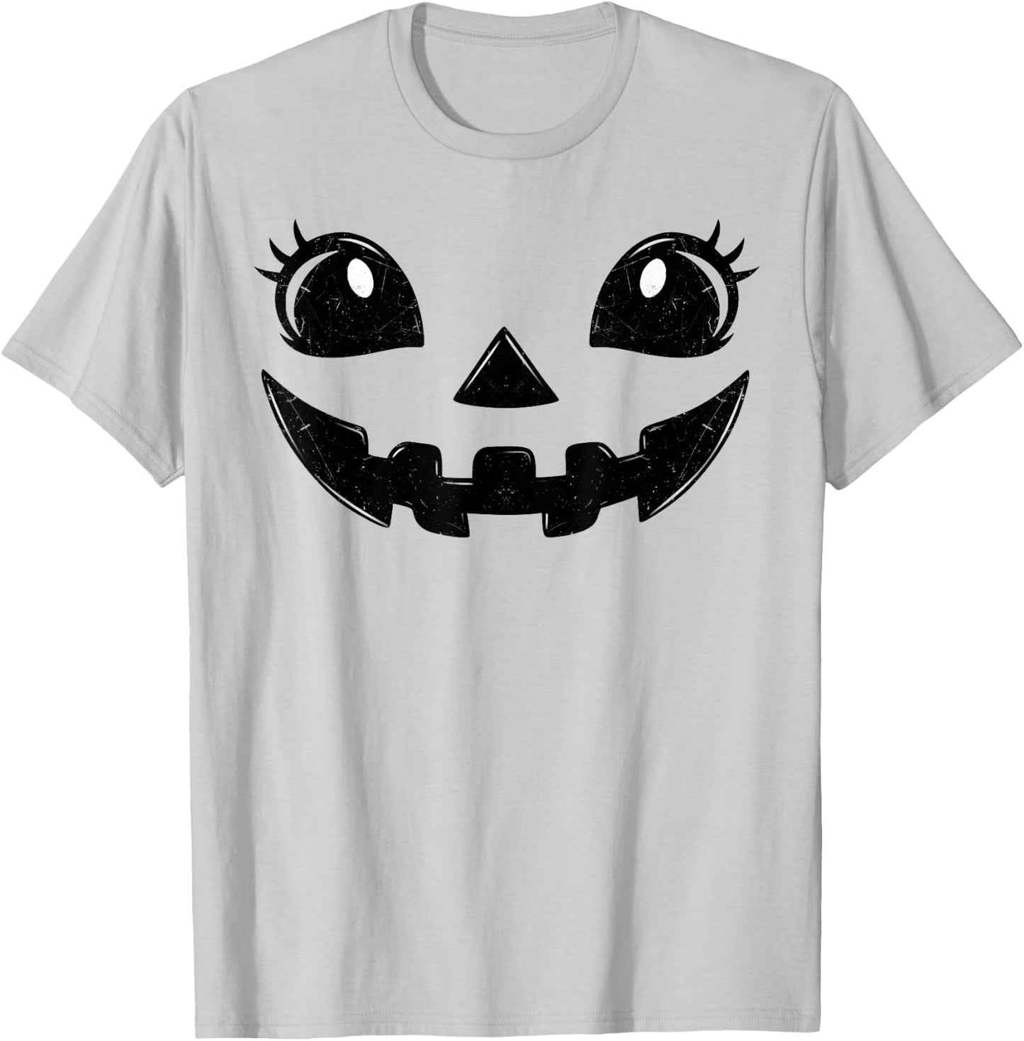 Jack O Lantern Face Pumpkin Eyelashes Hallowen Costume Funny T-Shirt - T-Shirt | Ash