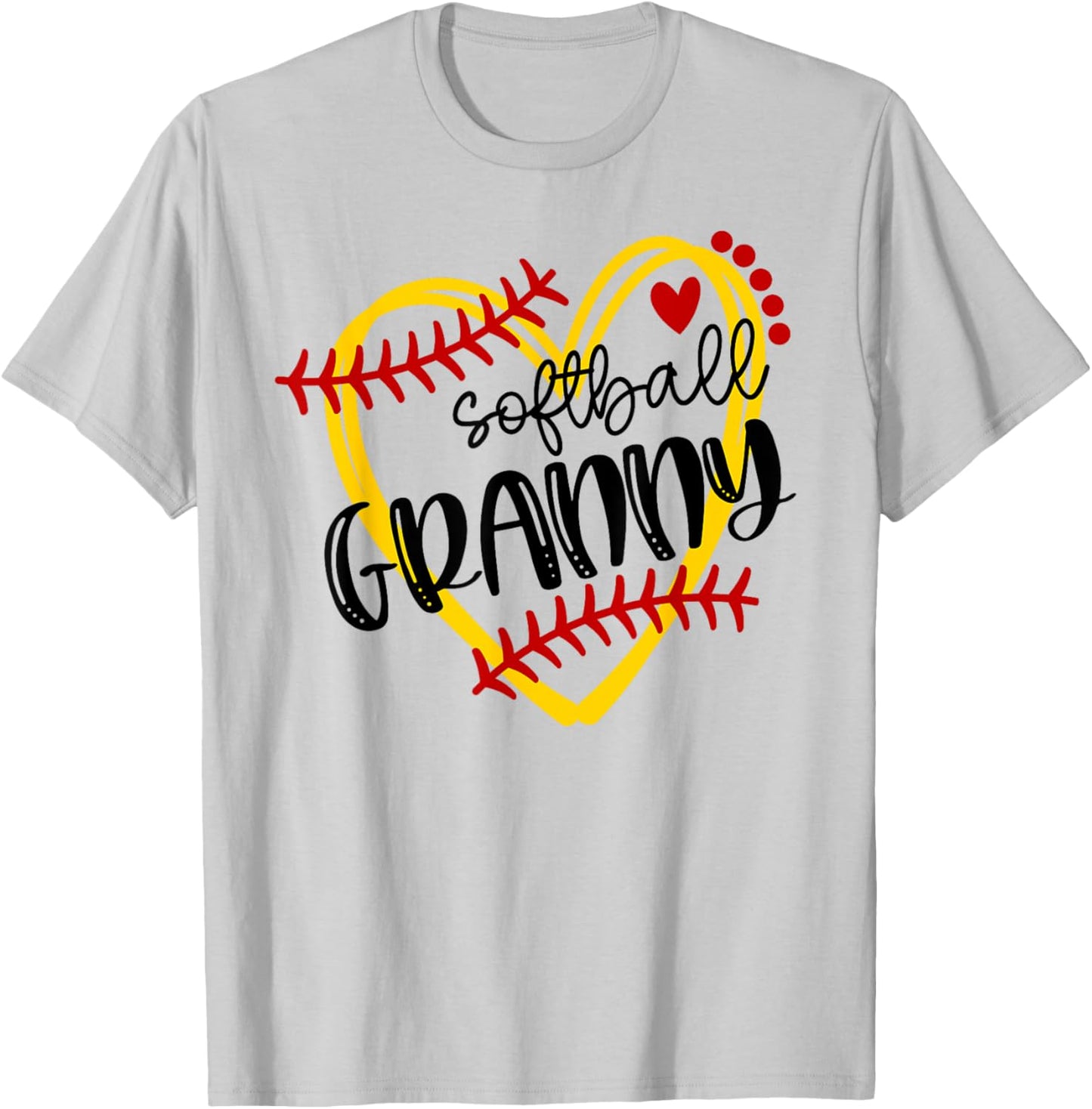 Personalized Softball Heart Cute Granny Women Softball T-Shirt - T-Shirt | Ash