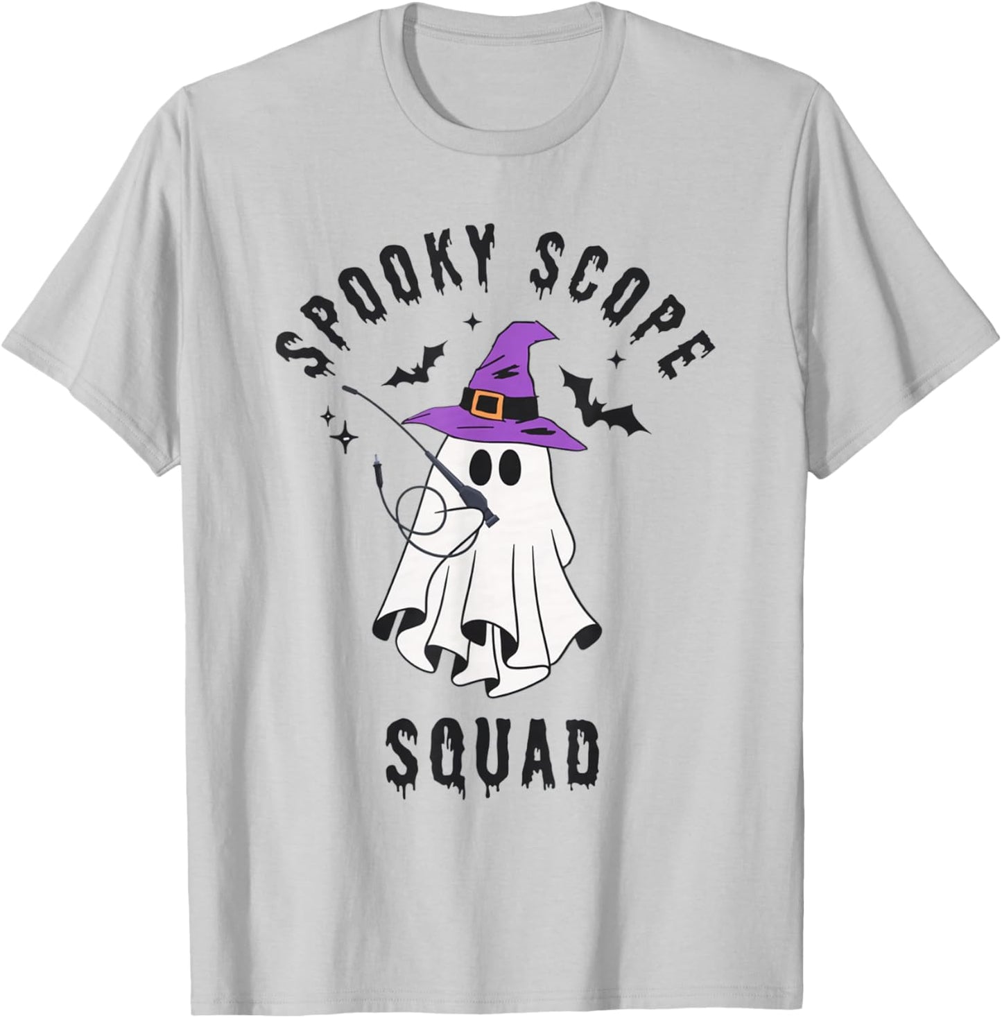 Spooky Scope Squad Halloween Ghost GI Nurse Endoscopy Nurse T-Shirt - T-Shirt | Ash