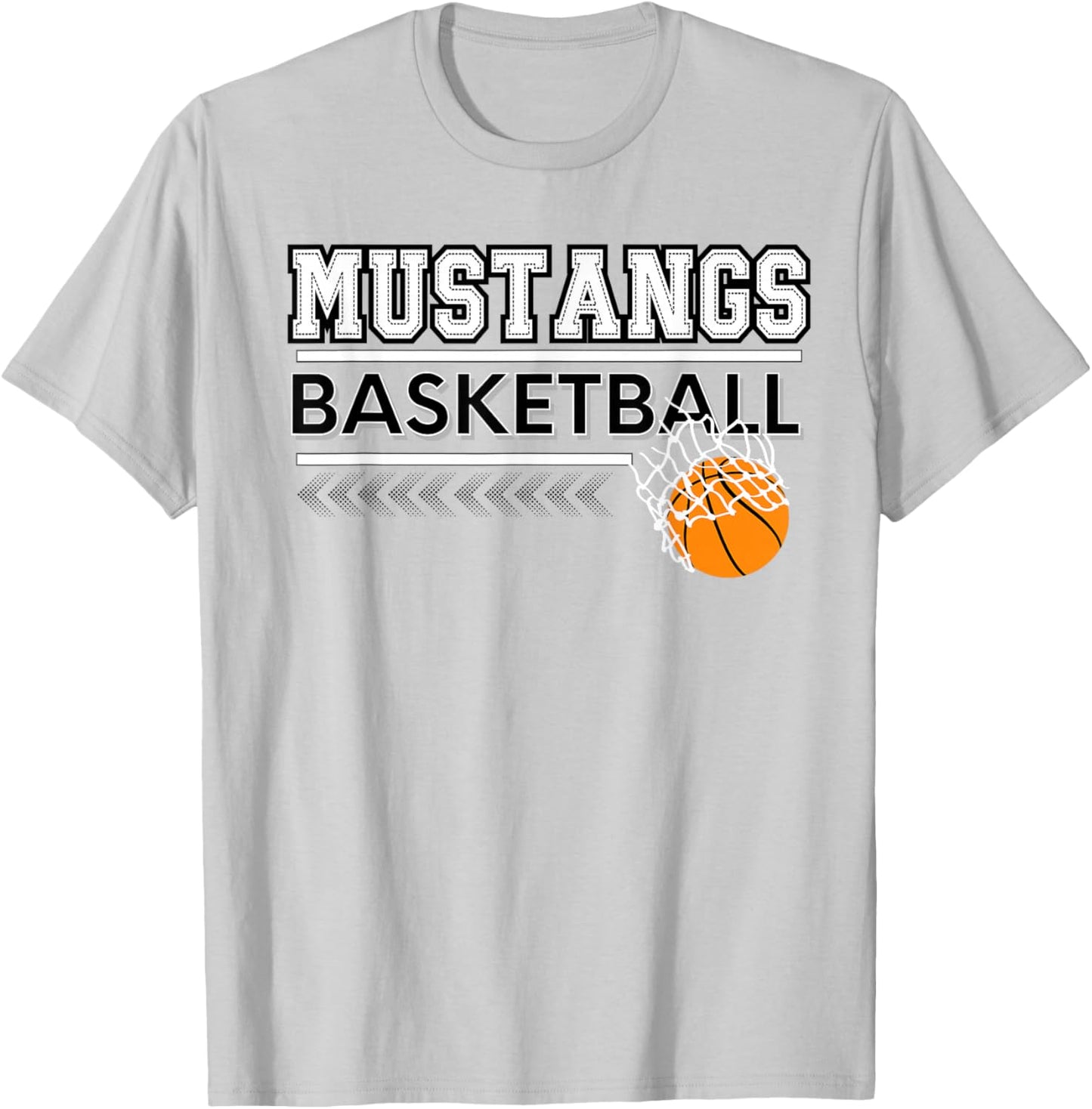Mustangs School Spirit Sports Basketball School Teacher Women Kids T-Shirt - T-Shirt | Ash