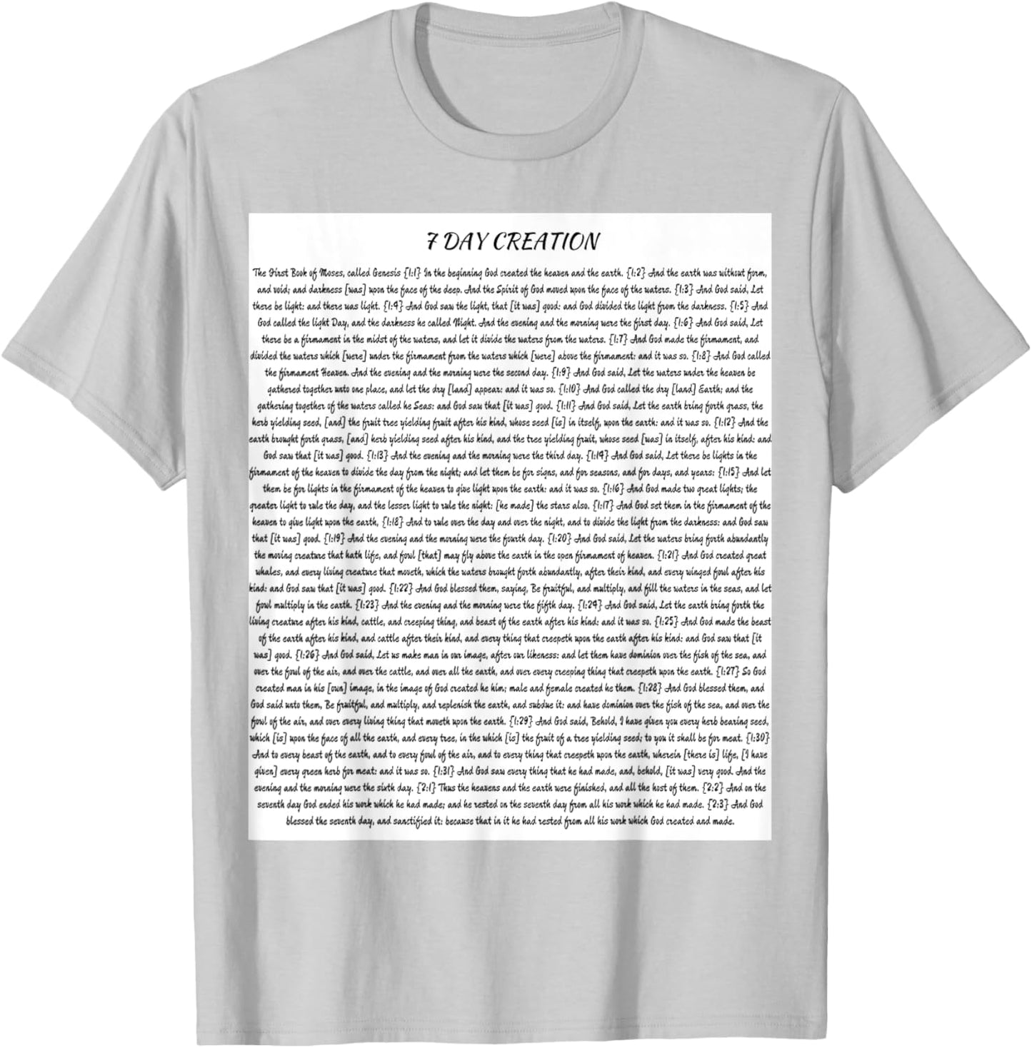 7 Day Creation Black Print T-Shirt - T-Shirt | Ash