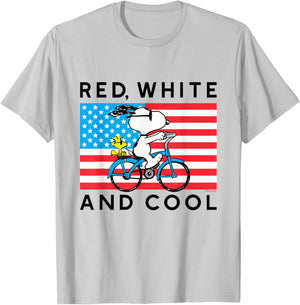 Peanuts Red White Cool Bike T-Shirt - T-Shirt | Ash