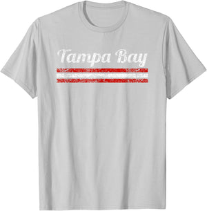 Tampa Bay Florida Retro Vintage Weathered Stripe Throwback T-Shirt - T-Shirt | Ash