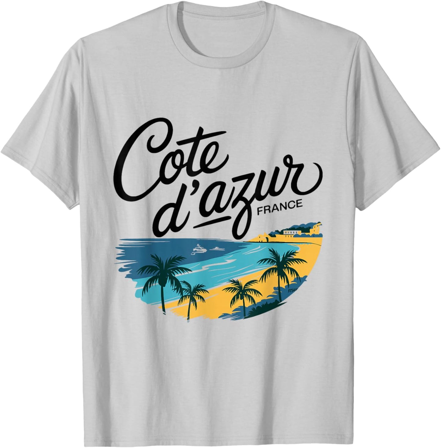 Cote d'Azur France Travel Holiday Souvenir Beach , white, S T-Shirt - T-Shirt | Ash