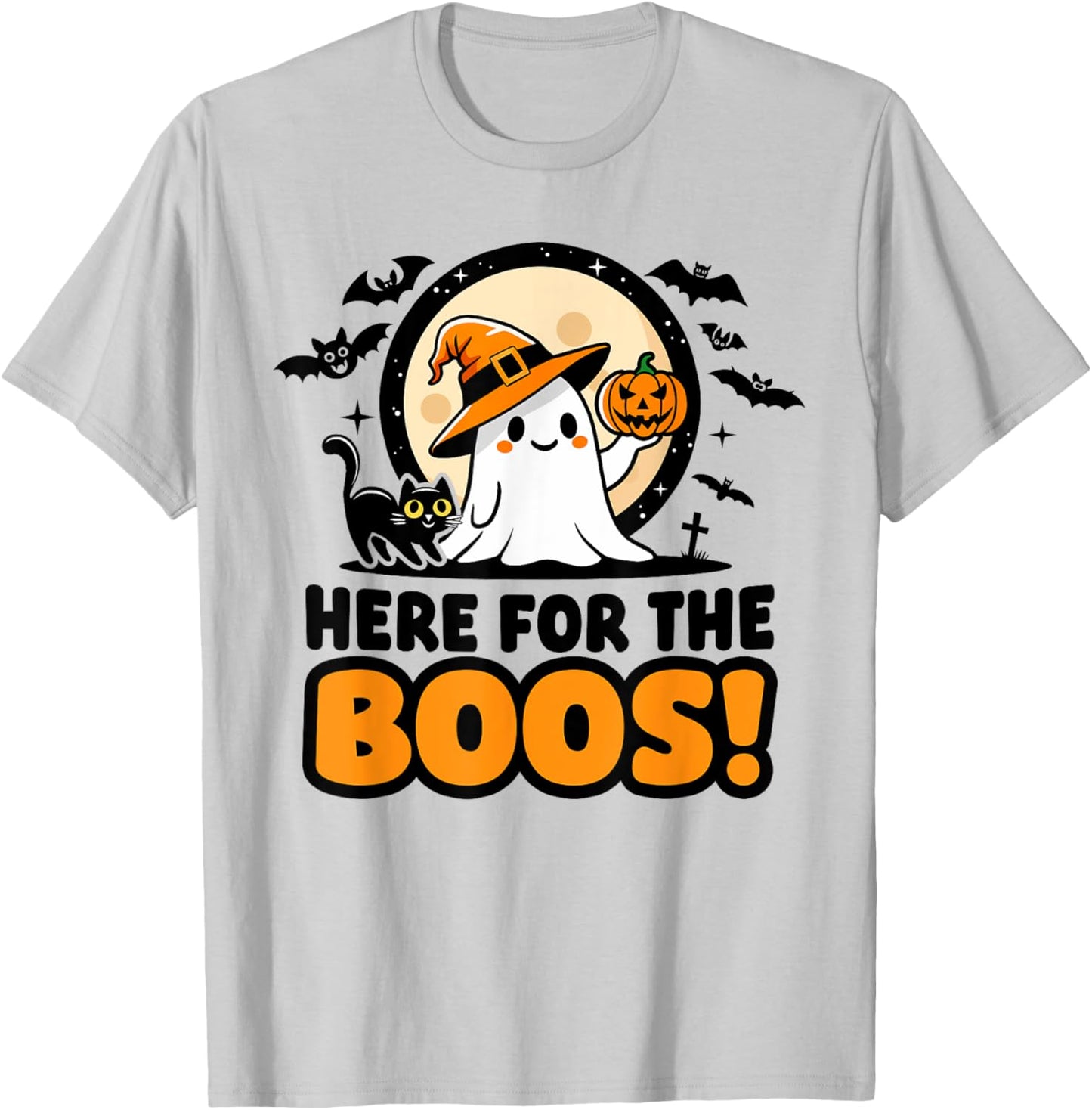 Funny Ghost Witch Pumpkin Black Cat | Cute Halloween Boos T-Shirt - T-Shirt | Ash