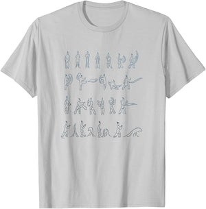 Avatar: The Last Airbender Waterbending Scroll Postures T-Shirt - T-Shirt | Ash