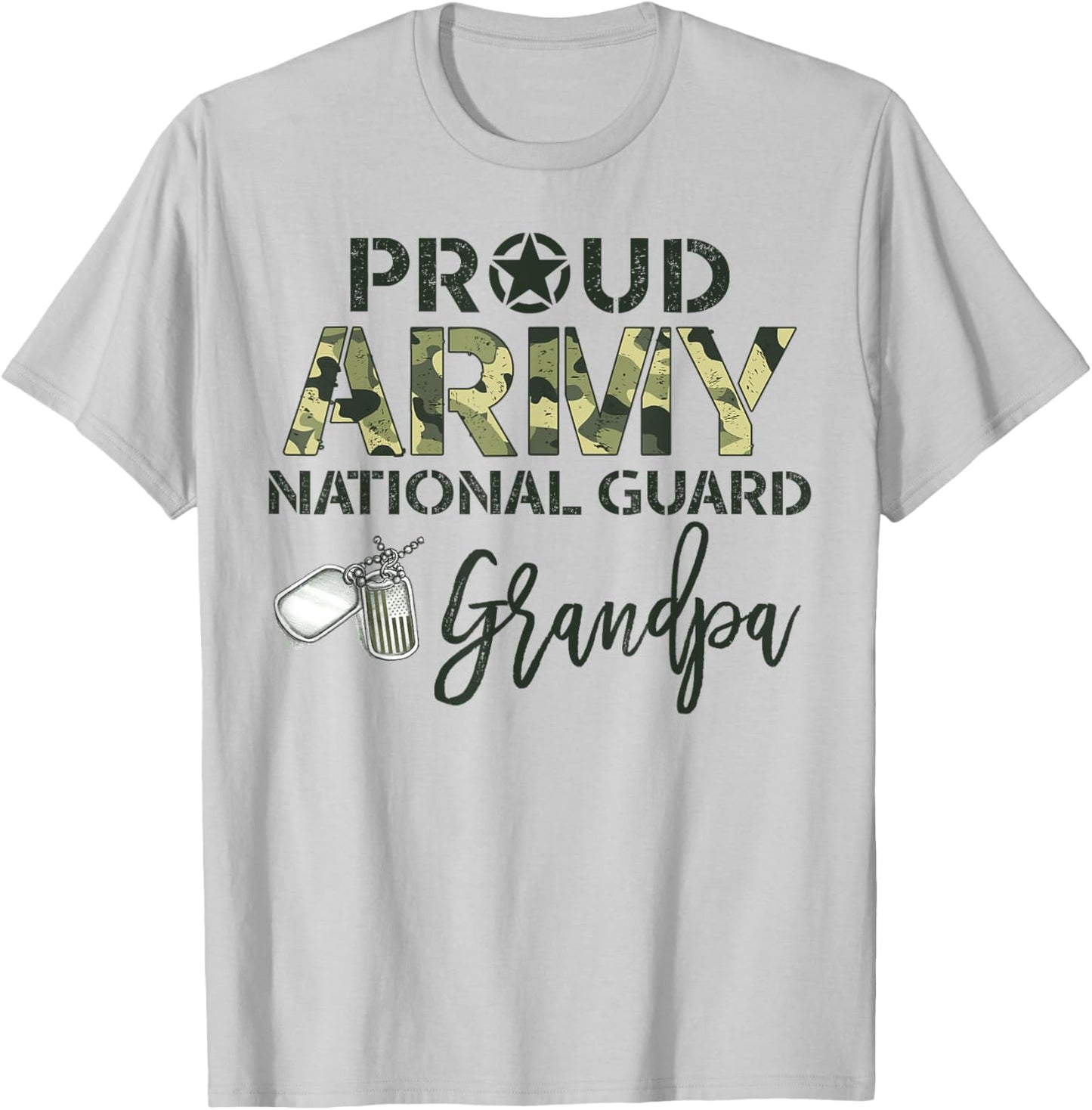 Proud Army National Guard Grandpa Military Family Matching T-Shirt - T-Shirt | Ash