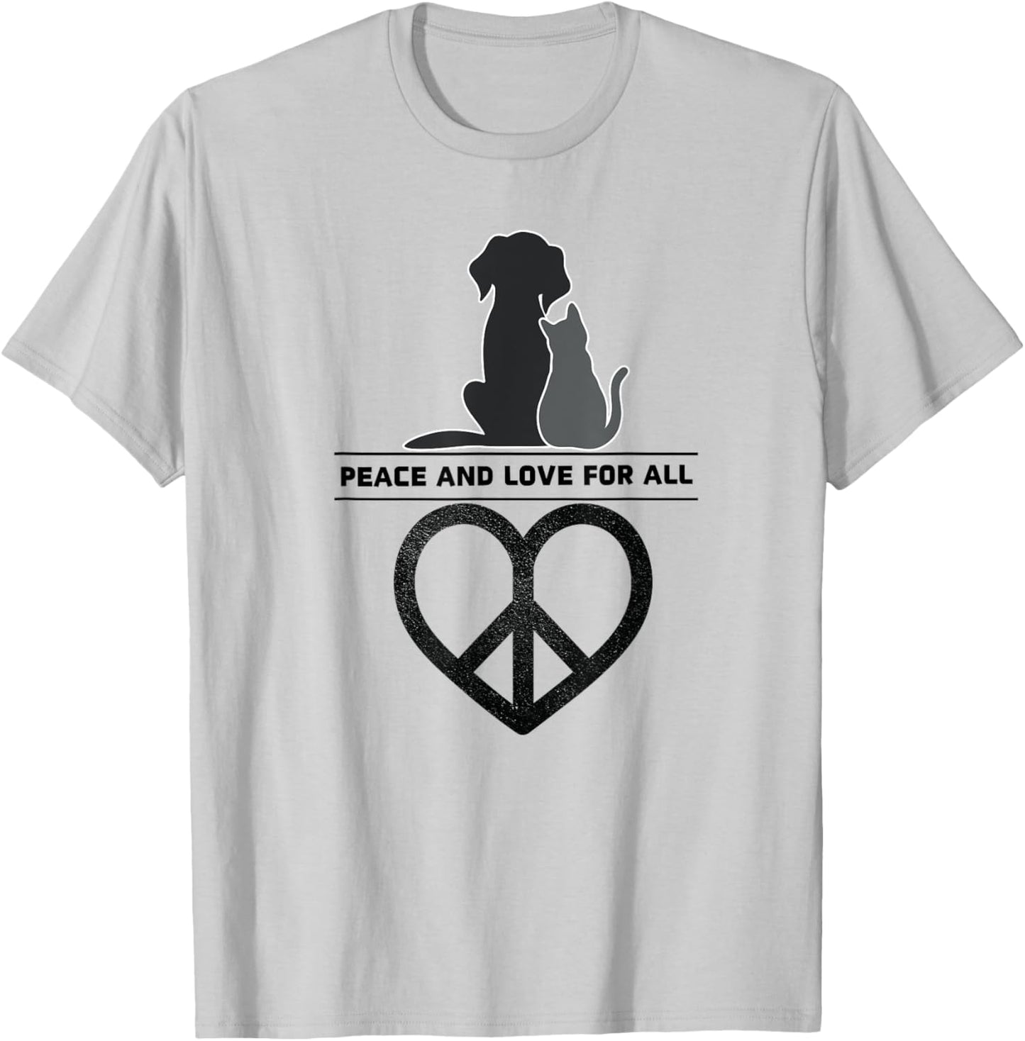 Peace and Love for All World Pet Dog Cat Love Peace Sign Men Women Girls Kids T-Shirt - T-Shirt | Ash