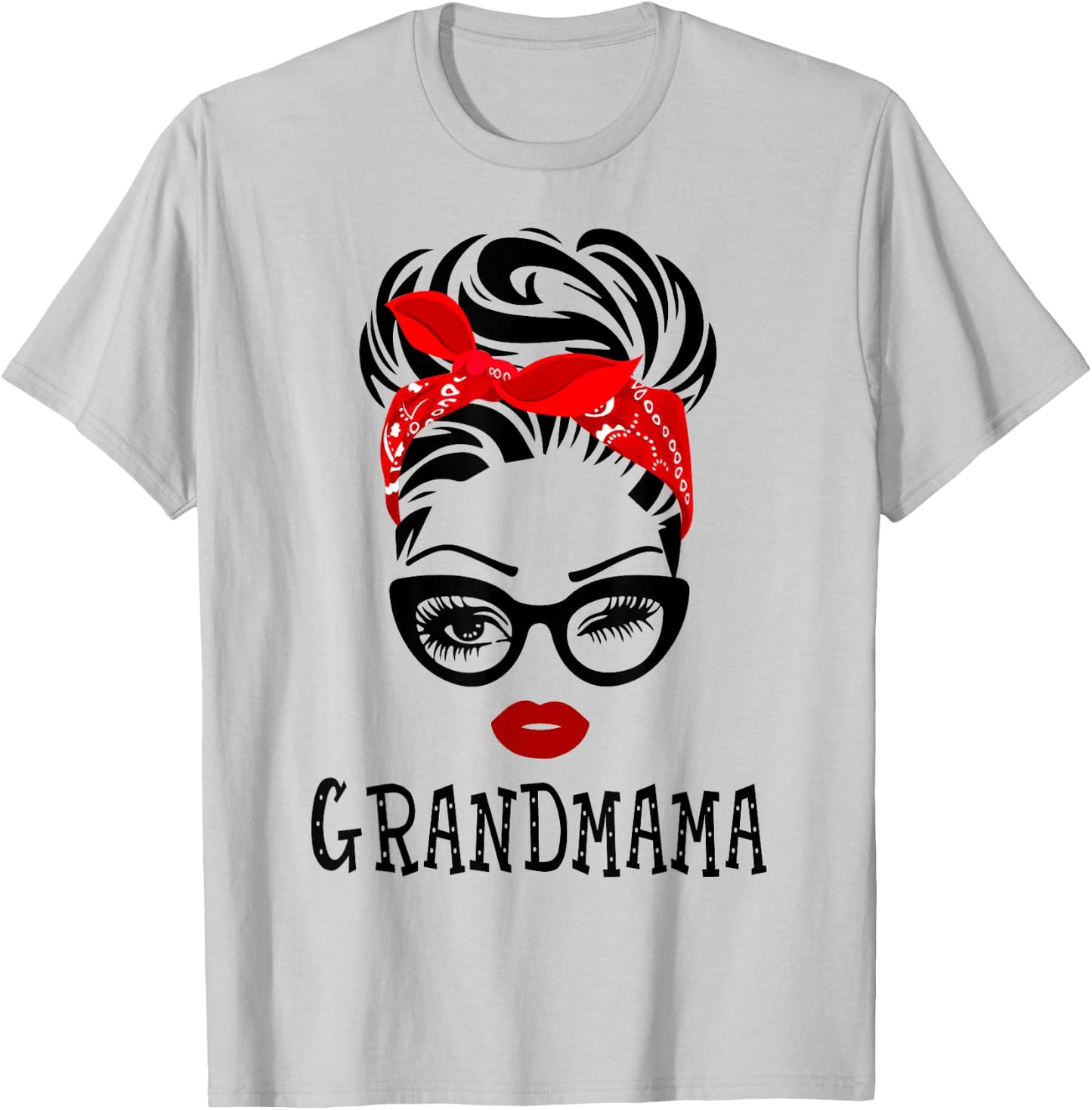GRANDMAMA Wink Eye Woman Face Gift GRANDMAMA T-Shirt - T-Shirt | Ash