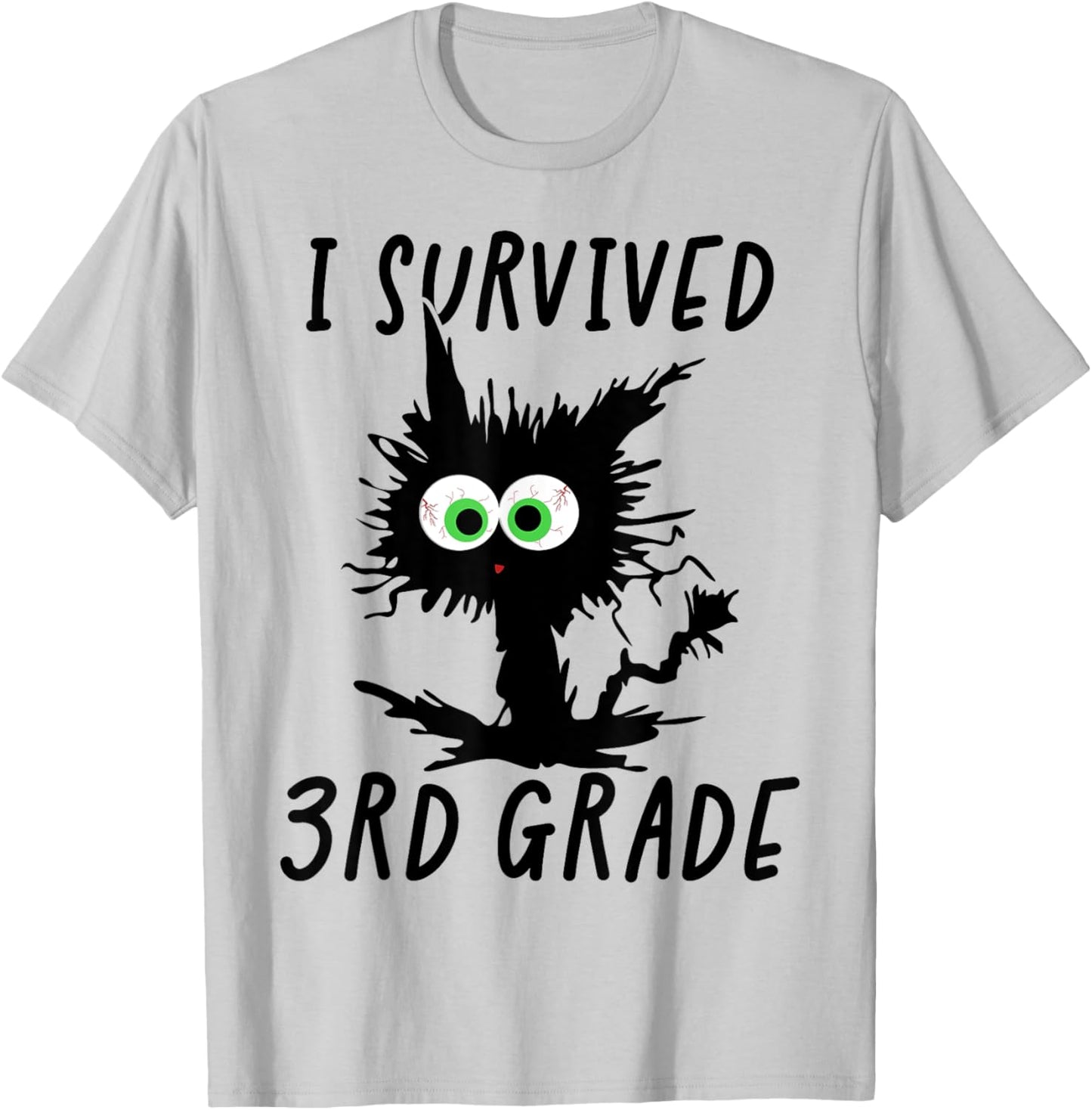 I Survived Third Grade Cat T-Shirt - T-Shirt | Ash