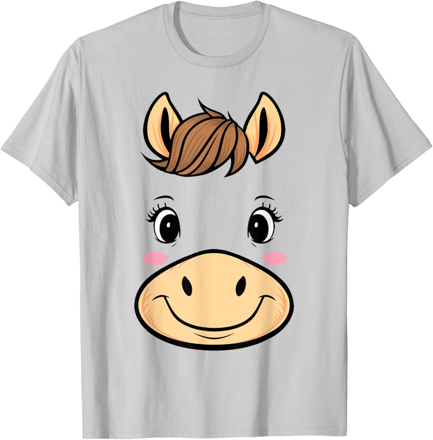 Horse Costume Cute Rubber Horse Face Halloween Men Women Kid T-Shirt - T-Shirt | Ash