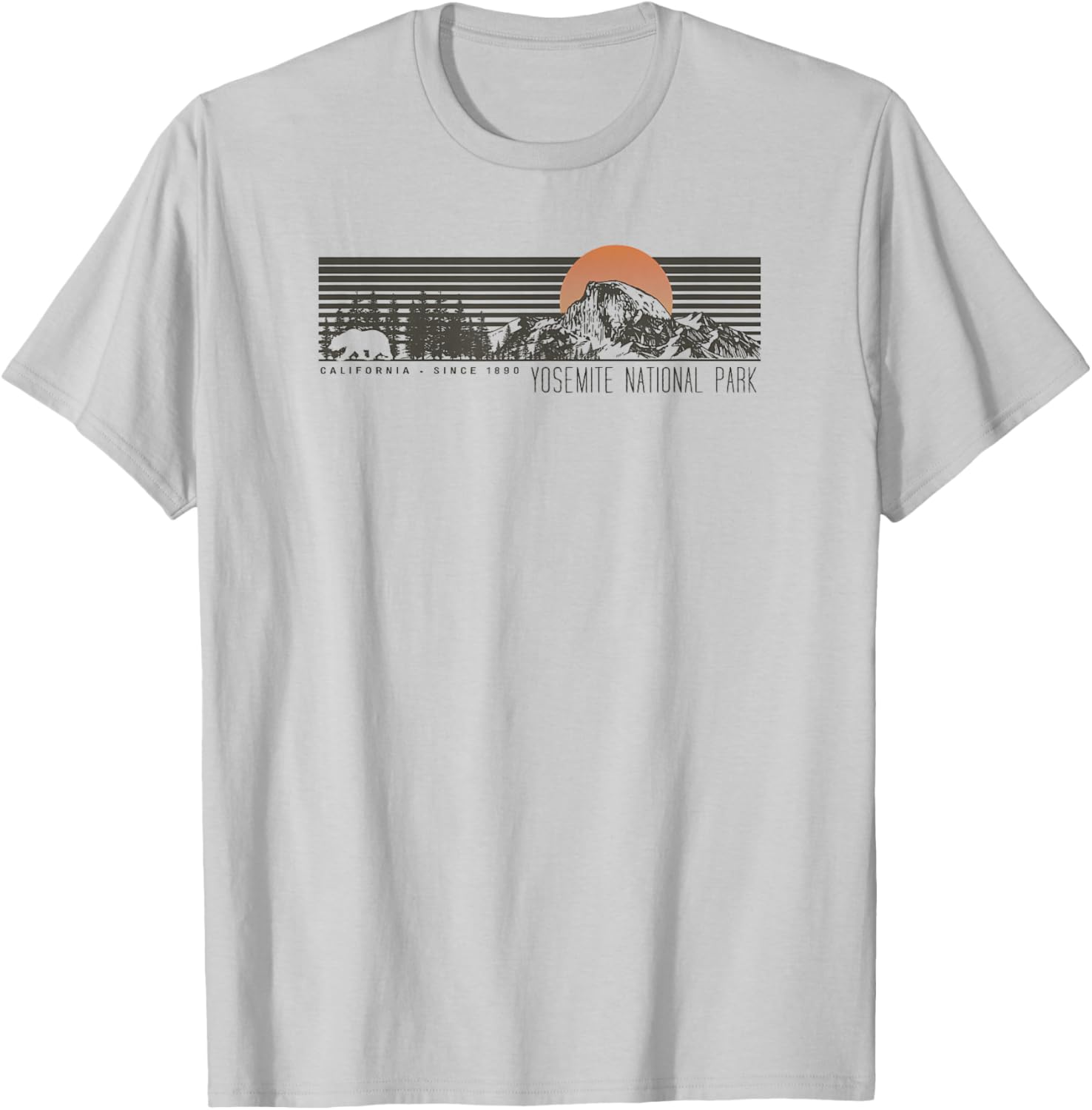 Retro Yosemite National Park Half Dome T-Shirt - T-Shirt | Ash