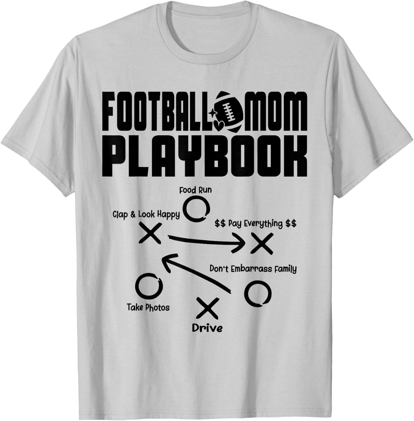 Football Mom PLAYBOOK Football Love Football Player Game Day T-Shirt - T-Shirt | Ash