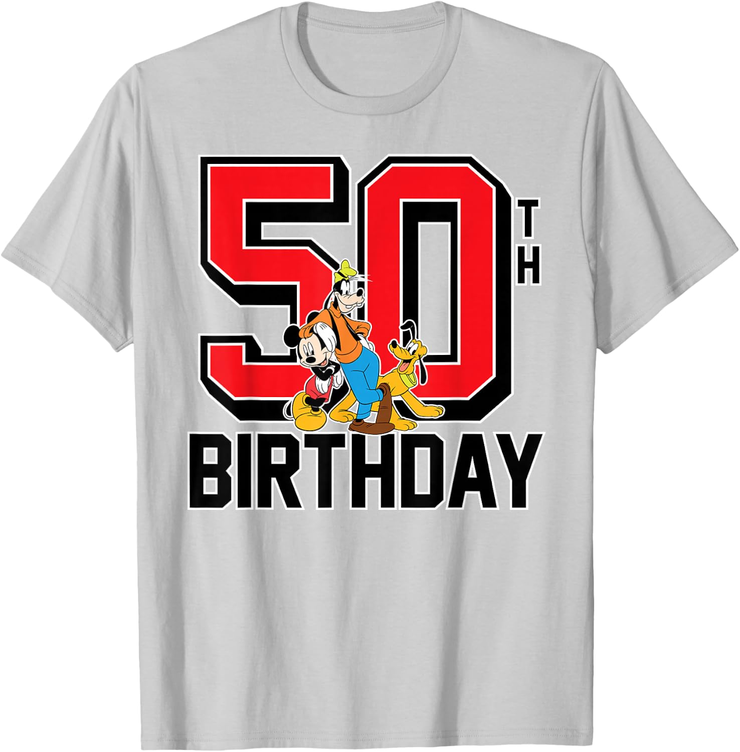 Mickey Mouse - Goofy Pluto 50th Birthday T-Shirt - T-Shirt | Ash