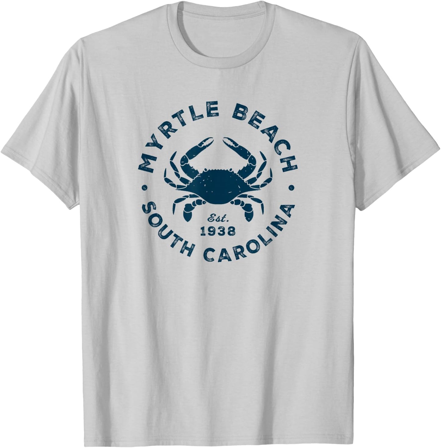 Myrtle Beach South Carolina Blue Crab Vacation Souvenir T-Shirt - T-Shirt | Ash