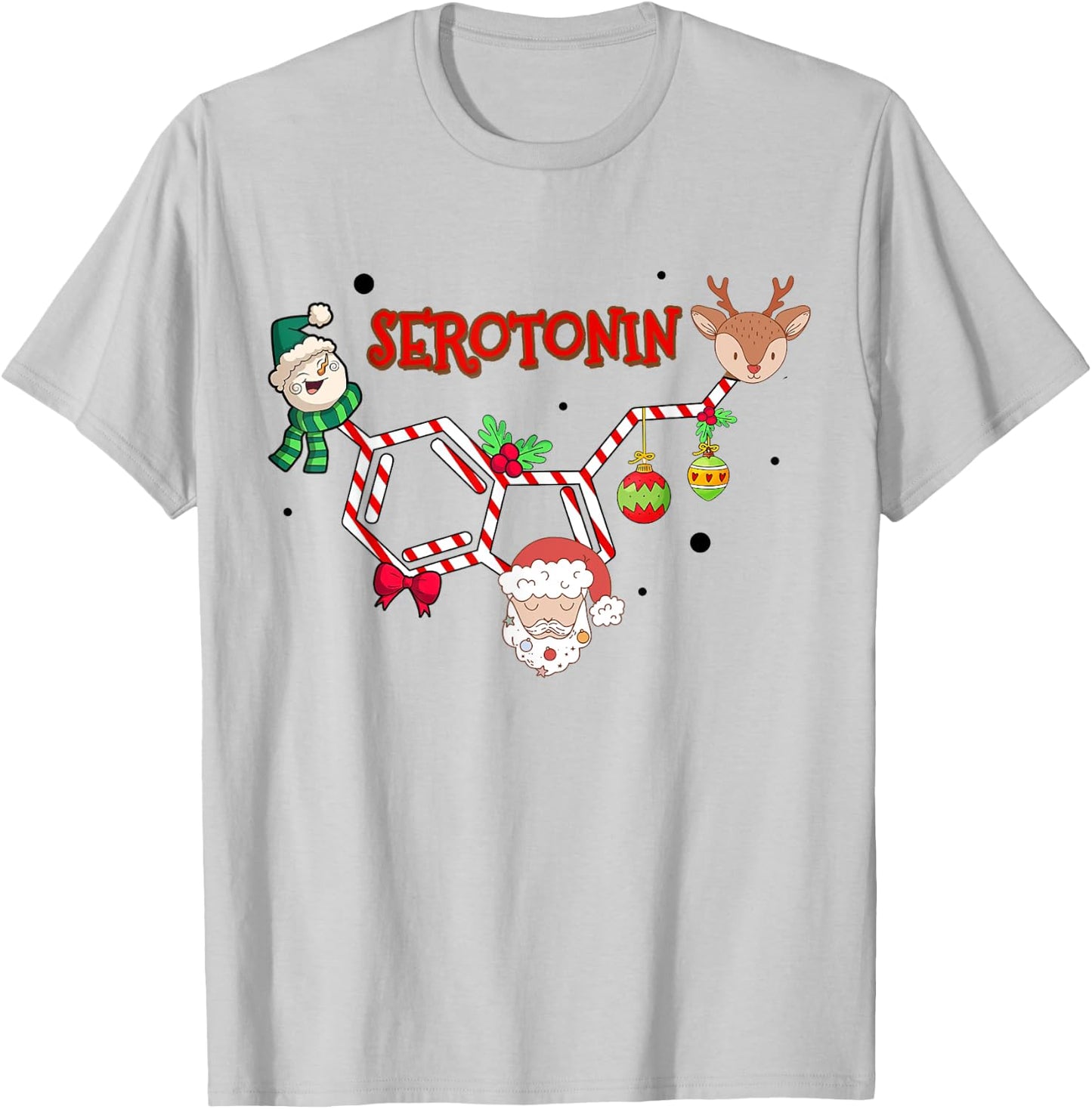 Serotonin Christmas, Mental Health Counselor Christmas T-Shirt - T-Shirt | Ash