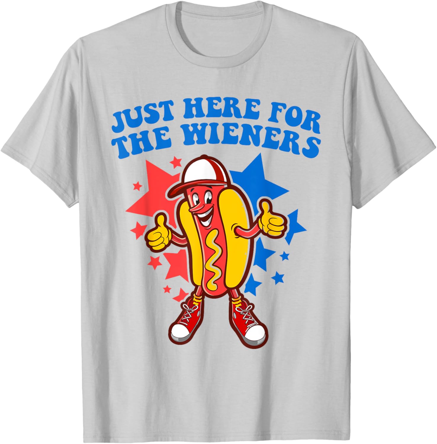 4th Of July Hot Dogs In Our I'm Just Here For The Wieners T-Shirt - T-Shirt | Ash