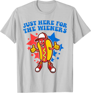 4th Of July Hot Dogs In Our I'm Just Here For The Wieners T-Shirt - T-Shirt | Ash