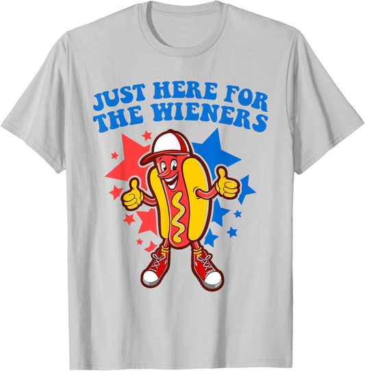 4th Of July Hot Dogs In Our I'm Just Here For The Wieners T-Shirt - T-Shirt | Ash